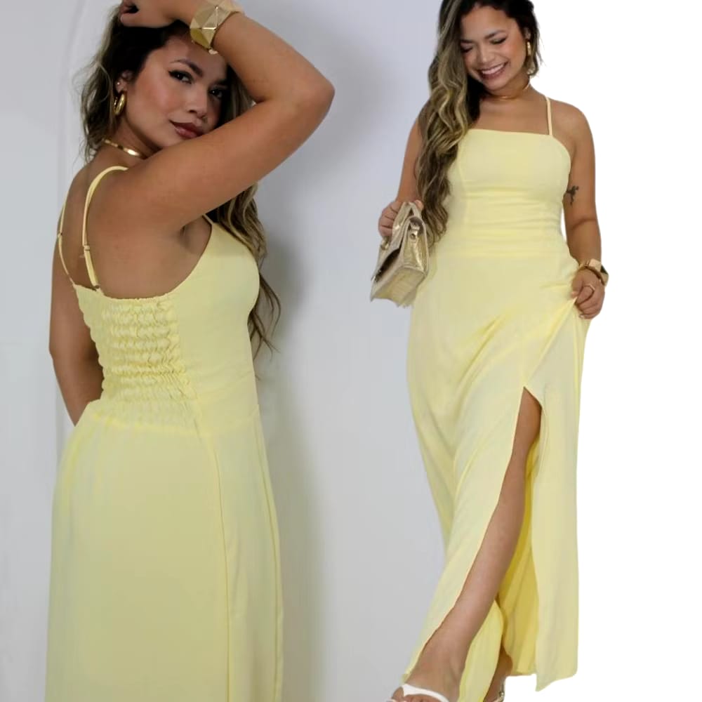 Vestido Midi Longo em Tecido Duna com Fenda Lateral - Imagem 4