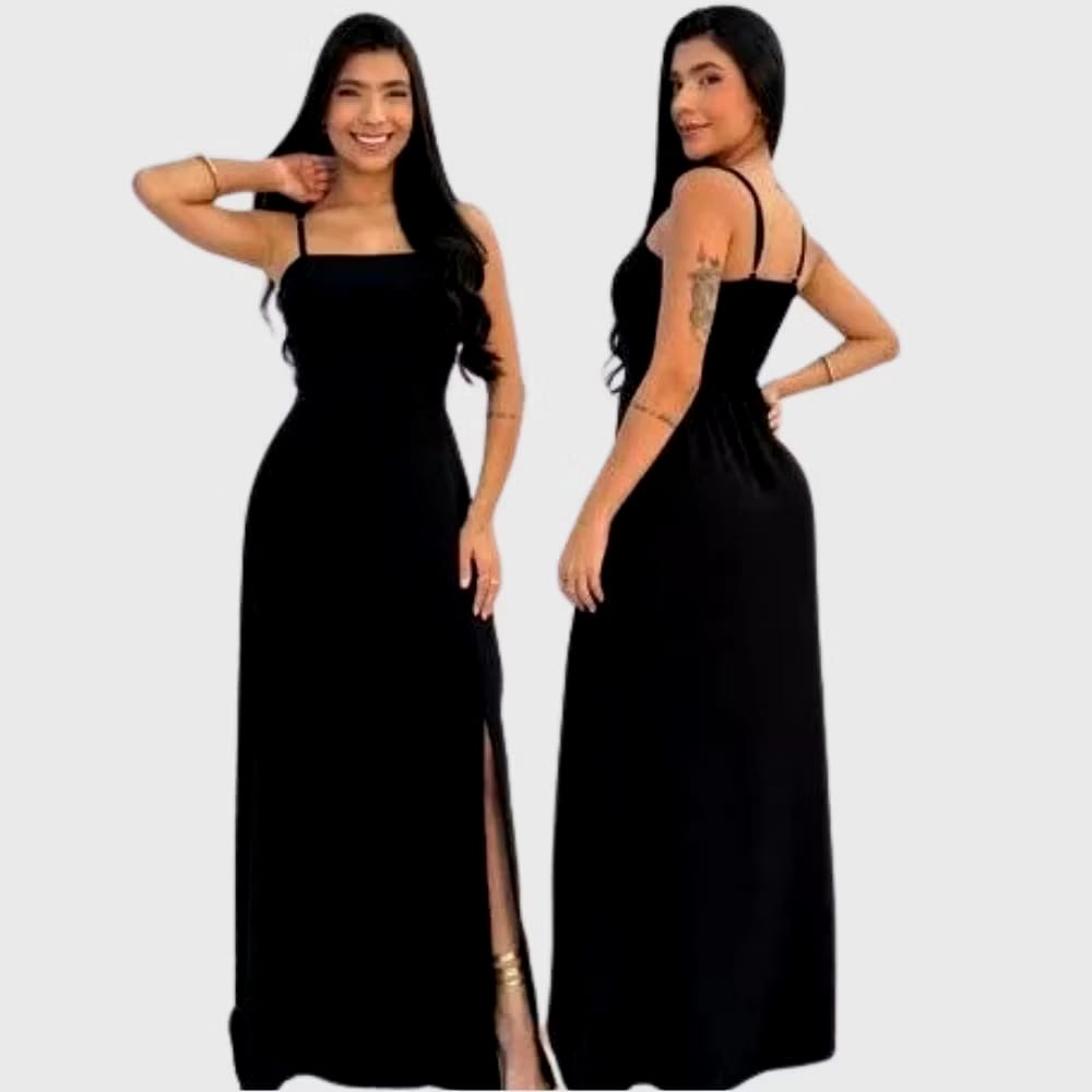 Vestido Midi Longo em Tecido Duna com Fenda Lateral - Imagem 3